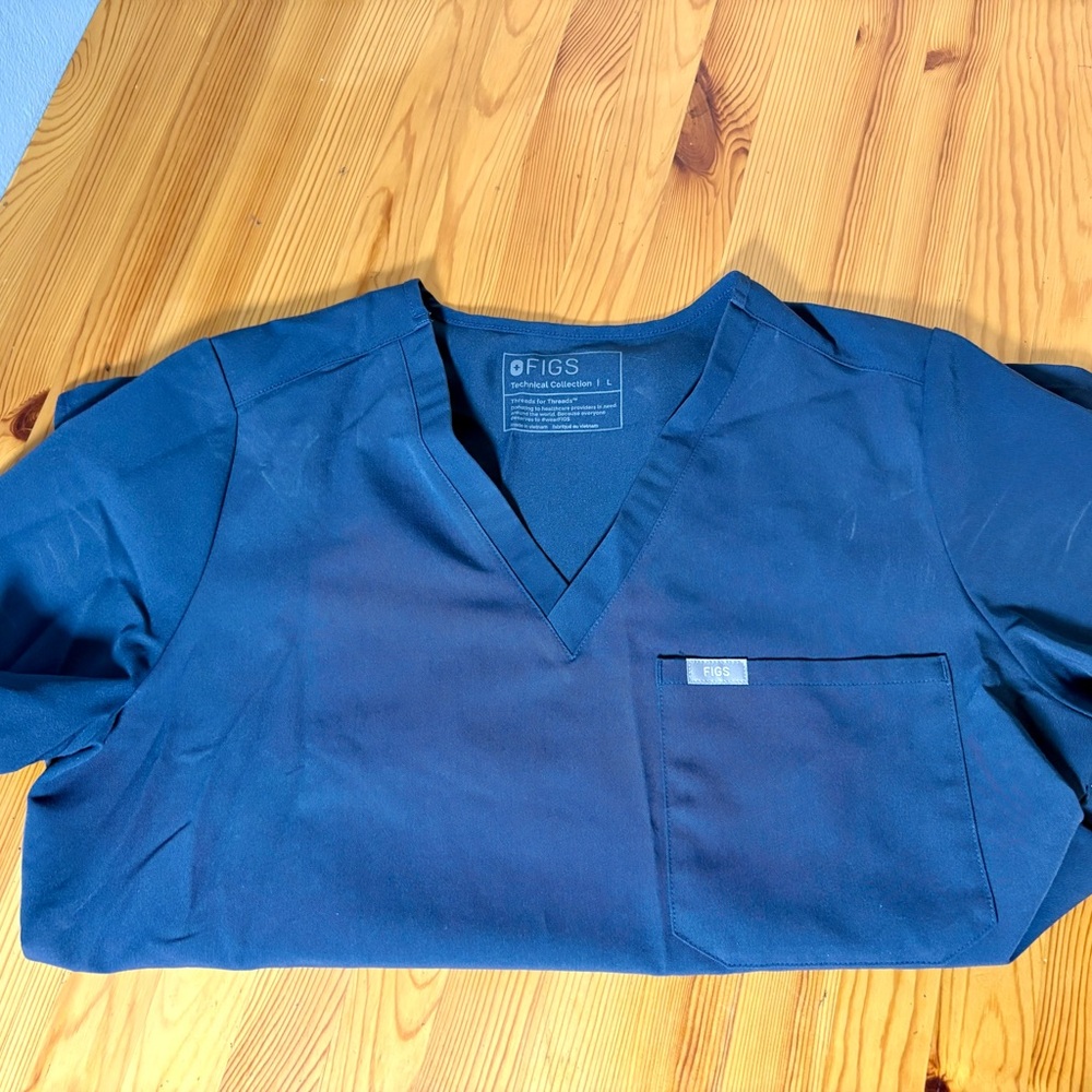 Figs Deep Blue V-Neck Scrub Top